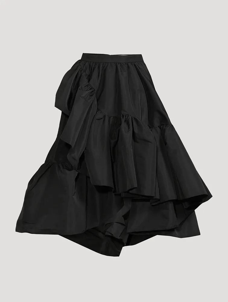 Ruffled Polyfaille Midi Skirt
