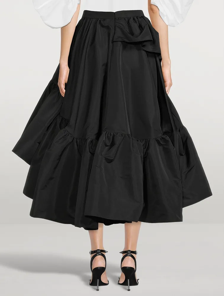 Ruffled Polyfaille Midi Skirt