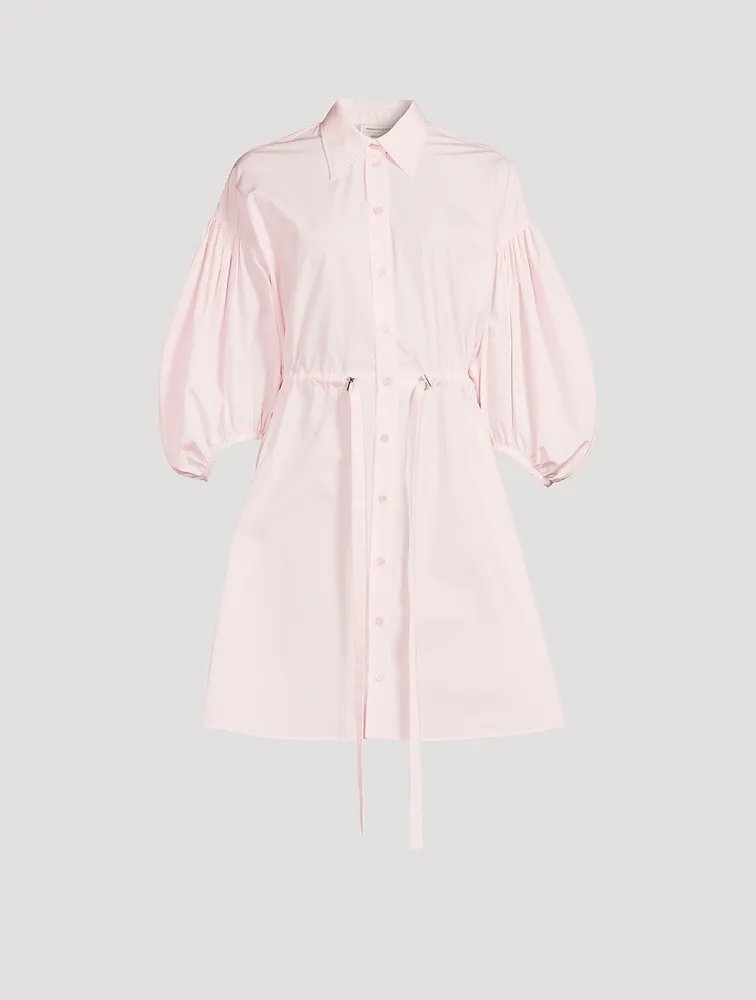 Balloon-Sleeve Cotton Shirt Dress