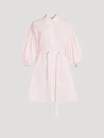 Balloon-Sleeve Cotton Shirt Dress