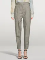 High-Waisted Wool Trousers in Plaid Print