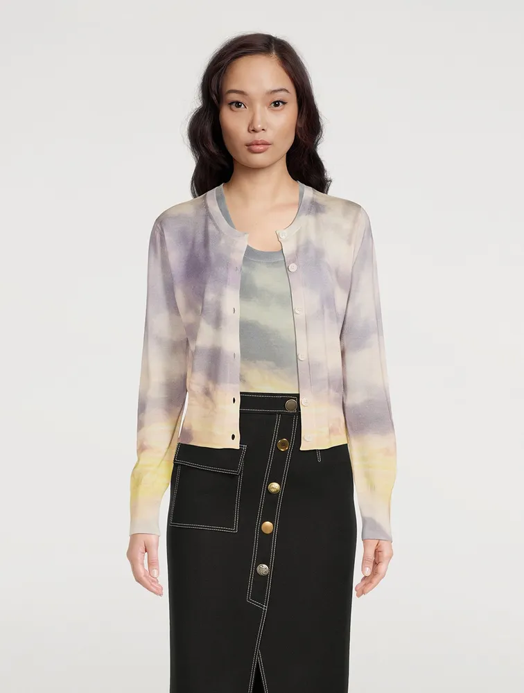 Wool And Silk Cardigan Daybreak Print