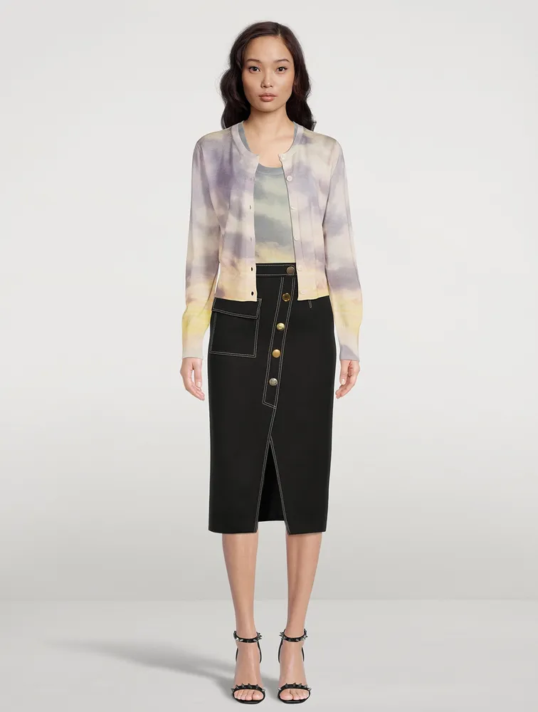 Wool And Silk Cardigan Daybreak Print