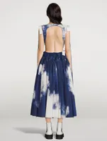 Ribbon Tie Midi Dress Blue Sky Print