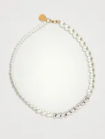 Faux Pearl Necklace With Crystals