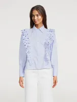 Tilia Cotton Poplin Shirt With Cutout Floral Embroidery