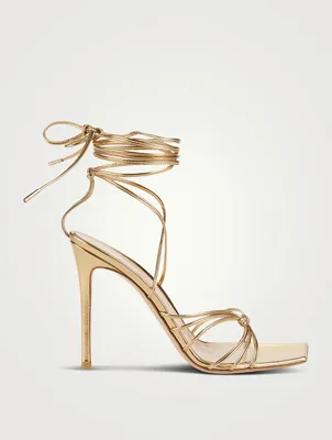 Sylvie Metallic Leather Ankle-Tie Sandals
