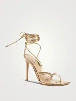 Sylvie Metallic Leather Ankle-Tie Sandals