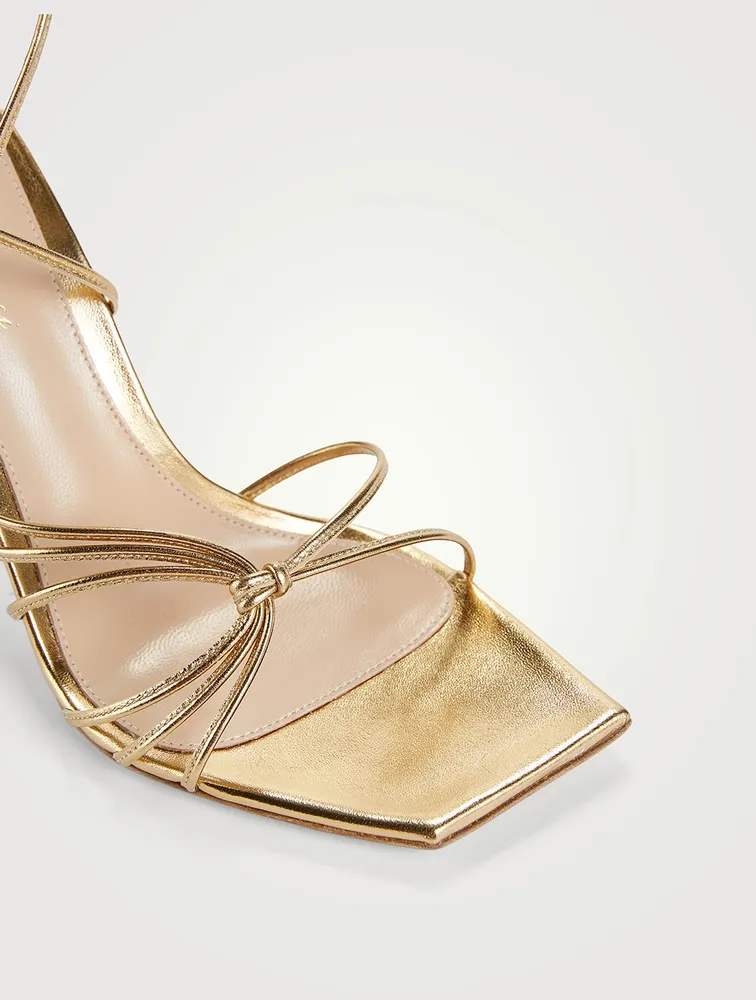 Sylvie Metallic Leather Ankle-Tie Sandals