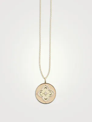 14K Gold Moroccan Flower Pendant Necklace With Diamonds