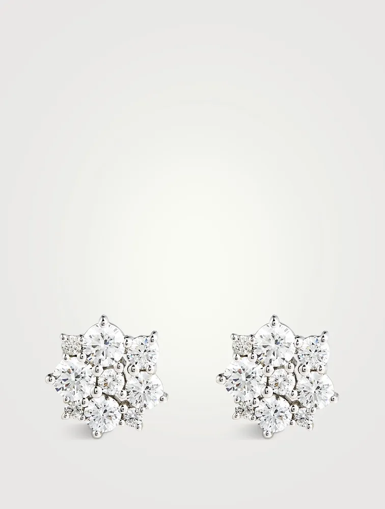 14K White Gold Diamond Stud Earrings