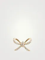14K Gold Bow Pavé Diamond Stud Earring
