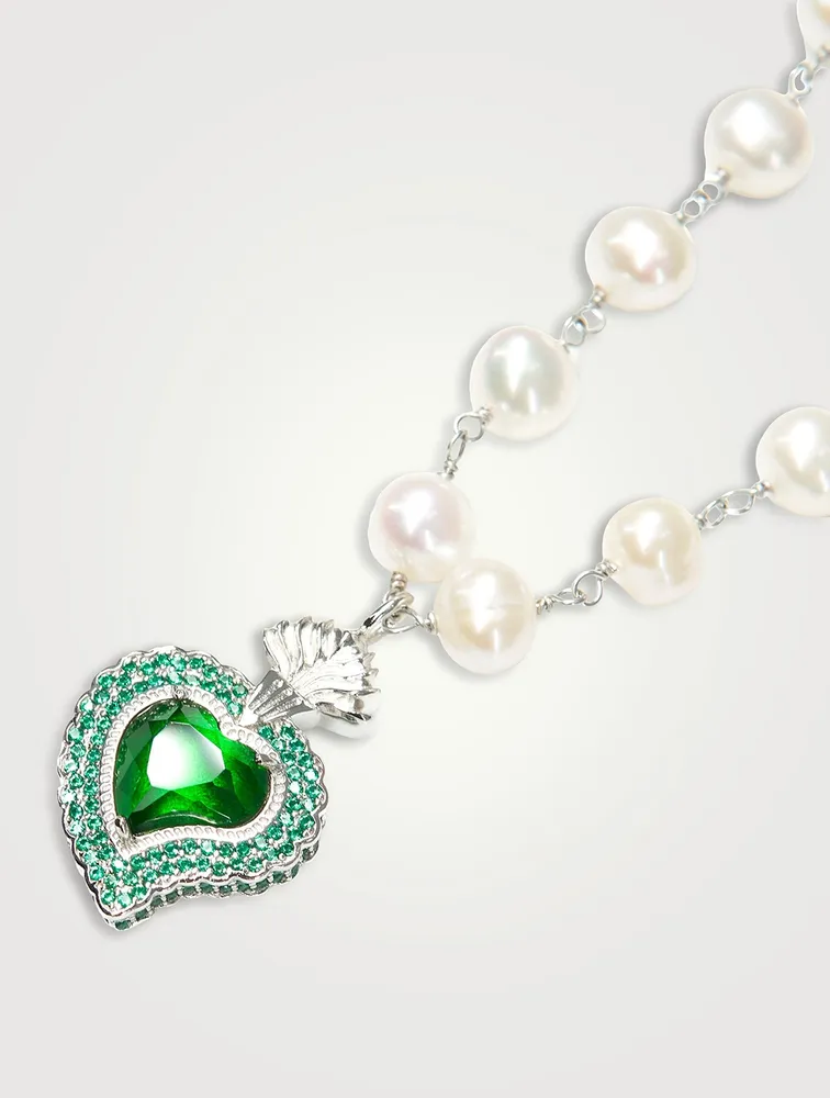 Rocky Radiant Heart Necklace With Pearls