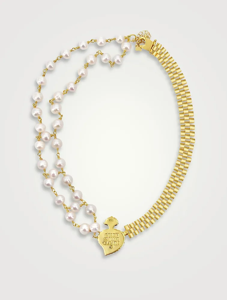 Rise Radiant Heart 50/50 Necklace With Pearls