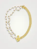 Rise Radiant Heart 50/50 Necklace With Pearls
