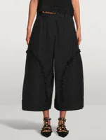 Sculpted Wide-Leg Trousers With Frill Detail