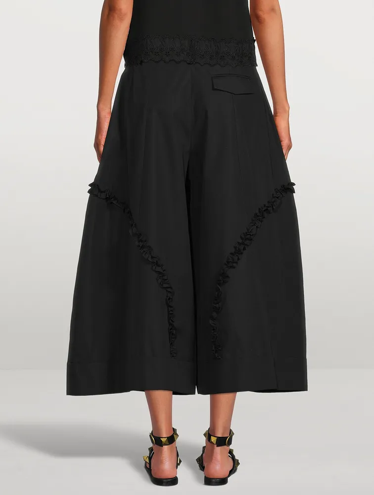 Sculpted Wide-Leg Trousers With Frill Detail