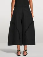 Sculpted Wide-Leg Trousers With Frill Detail