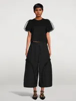 Sculpted Wide-Leg Trousers With Frill Detail