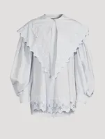Signature Sleeve Cotton Shirt With Eyelet Trim