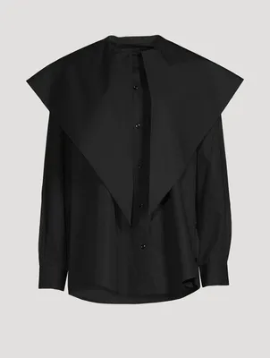 Masculine Cotton Shirt With Long Pointed Collar