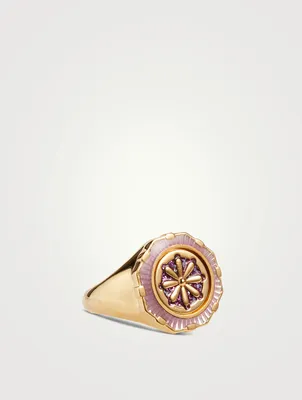 Pop Moss Goldplated Lilac Coin Ring