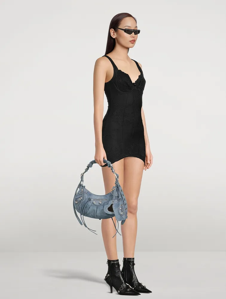 Balenciaga Le Cagole Mini Denim Shoulder Bag