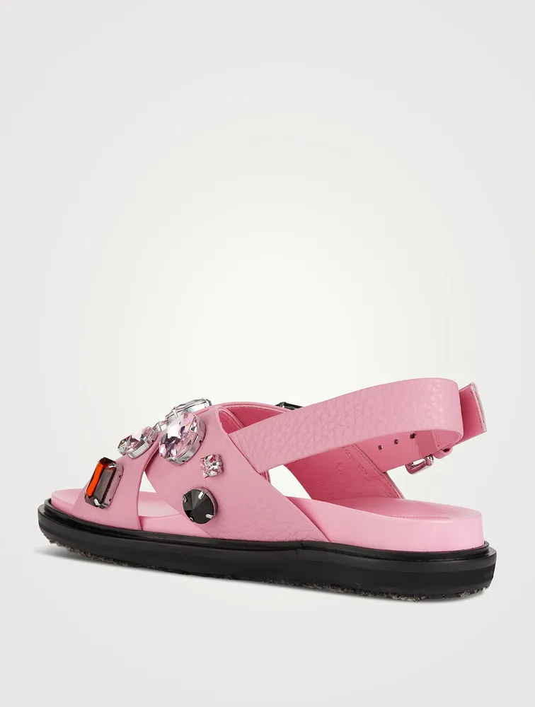 Fussbett Leather Slingback Sandals With Crystals