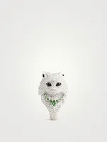Wladimir The Cat Ring With Tsavorite, Pearl, Quartz And Diamonds