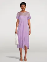 Pasol Metallic Sheer Short-Sleeve Midi Dress