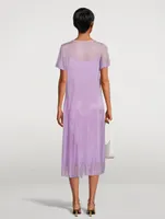 Pasol Metallic Sheer Short-Sleeve Midi Dress