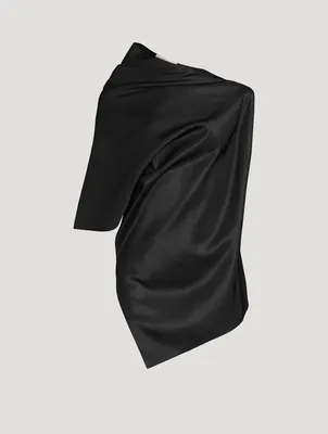 Kasper Silk And Wool Draped Asymmetrical Top