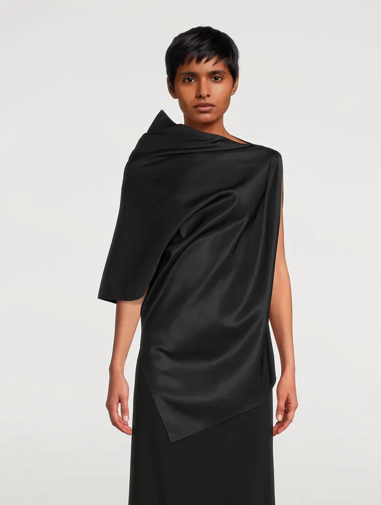 Kasper Silk And Wool Draped Asymmetrical Top