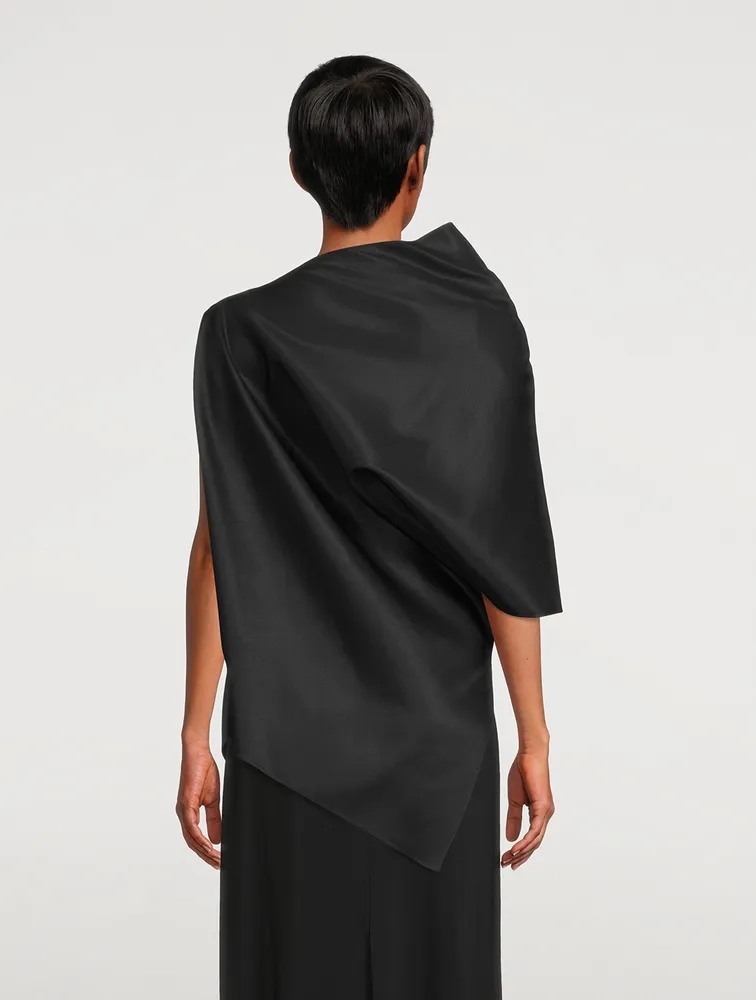 Kasper Silk And Wool Draped Asymmetrical Top