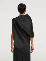 Kasper Silk And Wool Draped Asymmetrical Top