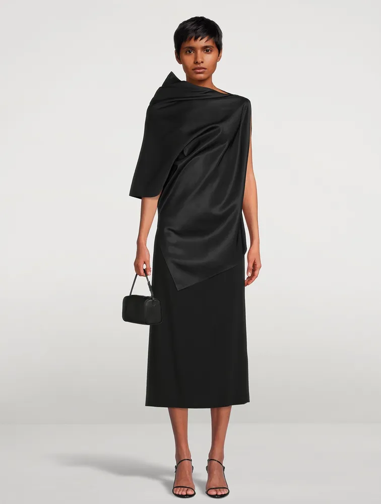 Kasper Silk And Wool Draped Asymmetrical Top