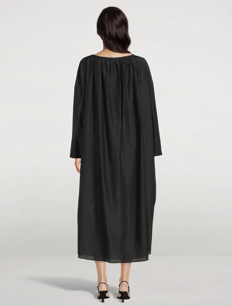 Pamula Cotton and Silk Long-Sleeve Midi Dress