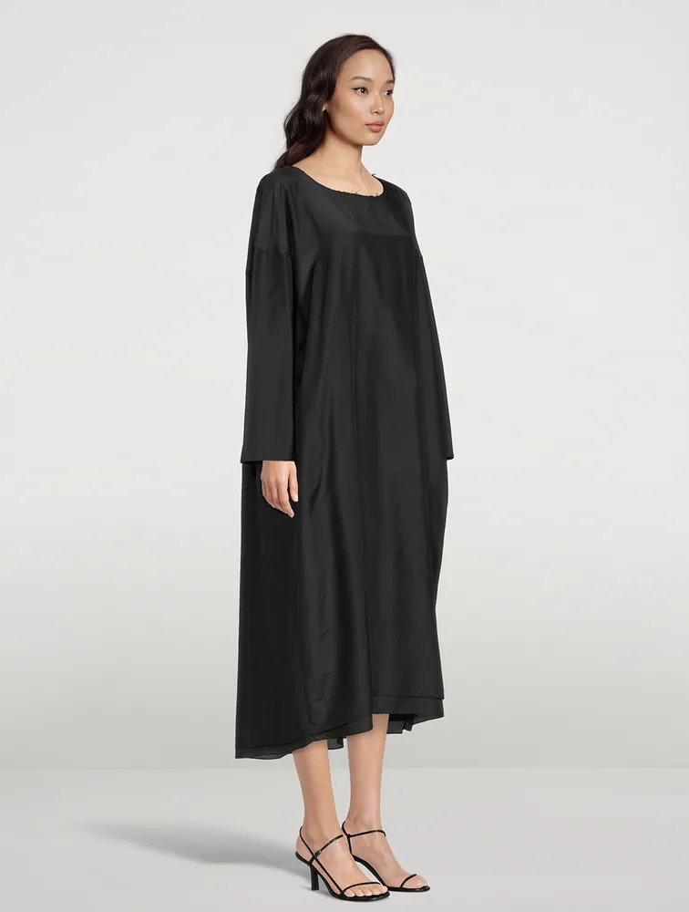 Pamula Cotton and Silk Long-Sleeve Midi Dress