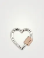 Silver Heartlock With 14K Rose Gold Closure