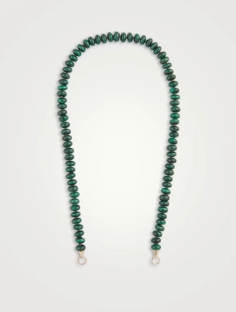 16-Inch Malachite Rondelle Strand With 14K Yellow Gold Loops