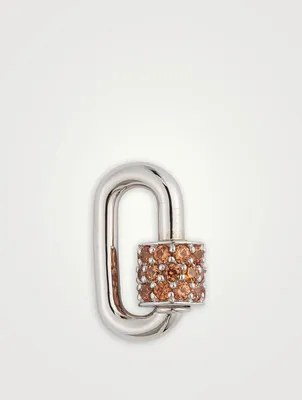 14K White Gold Stoned Chubby Babylock With Orange Sapphire