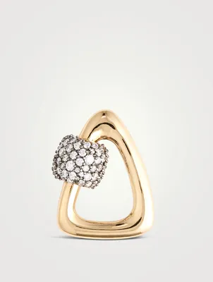 Stoned 18K Gold Free Form Lock With Diamonds