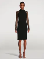 4G Sheer-Sleeve Sheath Dress