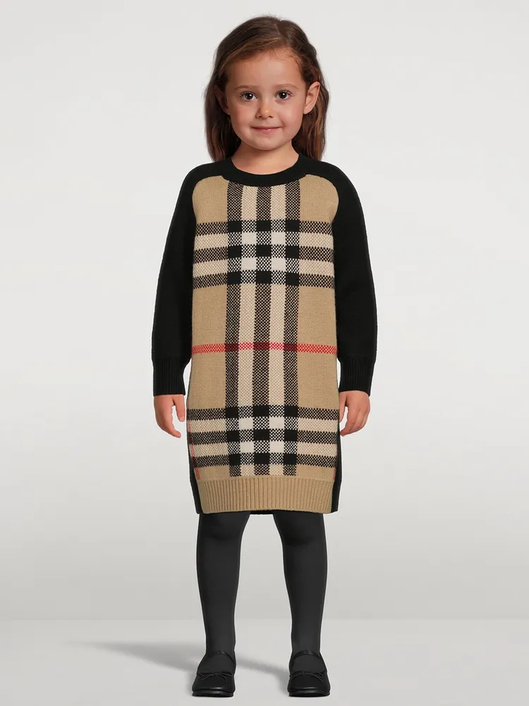 Wool And Cashmere Jacquard Sweater Dress Check Print