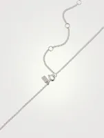 14K White Gold Mini Bar Necklace With Diamonds