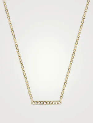 14K Gold Mini Bar Necklace With Diamonds
