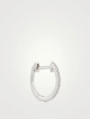 Mini 14K White Gold Huggie Hoop Earring With Diamonds