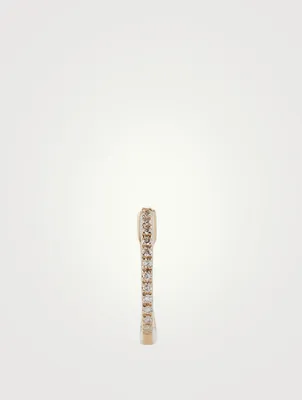 Mini 14K Gold Huggie Hoop Earrings With Diamonds