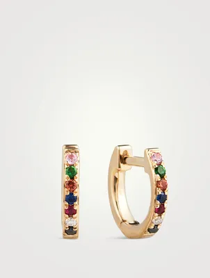 Mini 14K Gold Rainbow Huggie Hoop Earrings