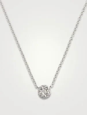 14K White Gold Diamond Disc Choker Necklace
